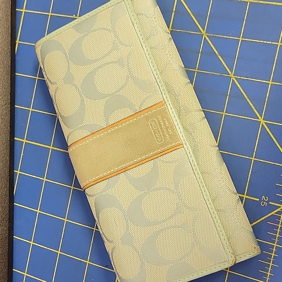 Coach Blue Suede Accent Wallet 12.5 X 4" - Picture 1 of 15